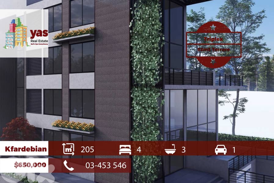 Kfardebian 205m2 | 82m2 Terrace | Triplex | Under Construction | DA 0