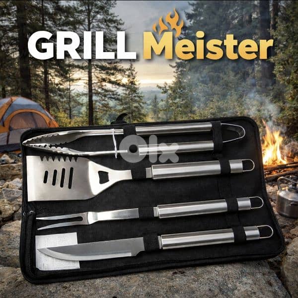 GRILL MEISTER Premium Stainless Steel BBQ Tool Set Outdoor Gear. 0
