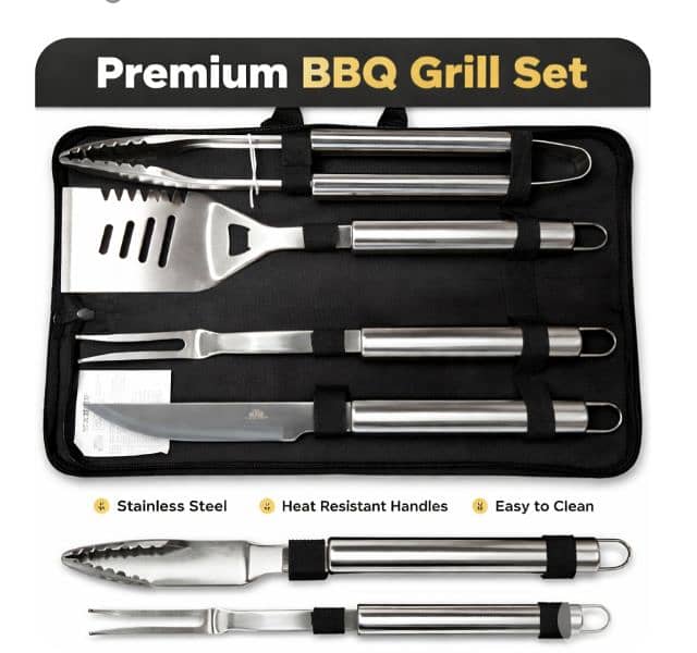 GRILL MEISTER Premium Stainless Steel BBQ Tool Set Outdoor Gear. 1