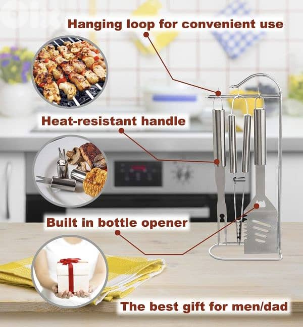 GRILL MEISTER Premium Stainless Steel BBQ Tool Set Outdoor Gear. 5