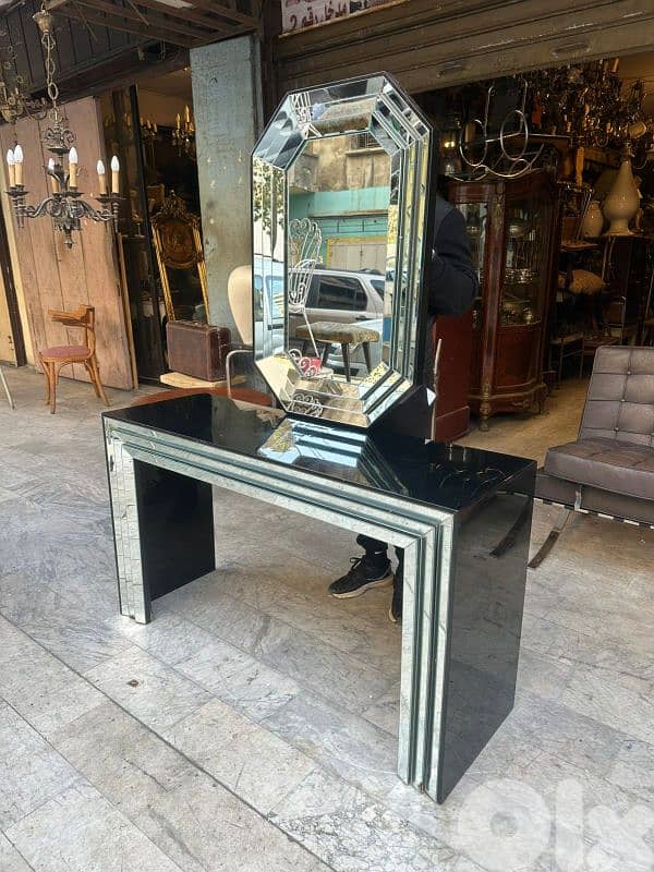 Mid-century italian consol table with miroir 130cmx40cm 2