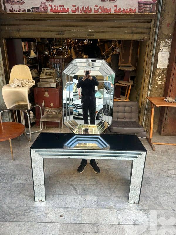 Mid-century italian consol table with miroir 130cmx40cm 5