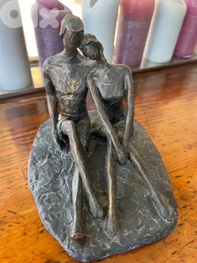 Modern Abstract Bronze Sculpture – Couple (Handcrafted Look)