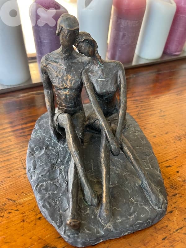 Modern Abstract Bronze Sculpture – Couple (Handcrafted Look) 0