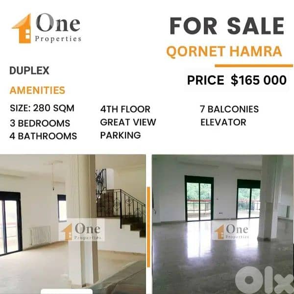 DUPLEX FOR SALE IN QORNET HAMRA 0