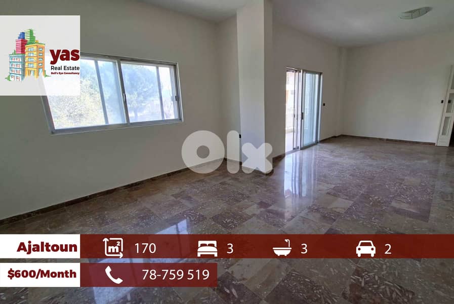 Ajaltoun 170m2 | Rent | Partial View | Standard | Calm Area | KH 0