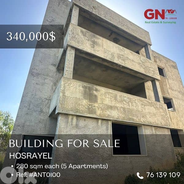 For Sale Building in Hosrayel 1400m² 5 Apart (280m²each) ONLY for 340K 0