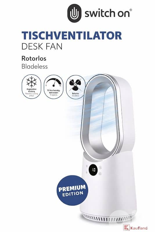 SWITCH ON bladless Desk Fan, 10 speeds, premium edition. 9