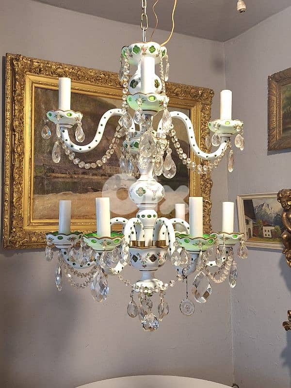 bohemian crystal czech opaline chandelier 4