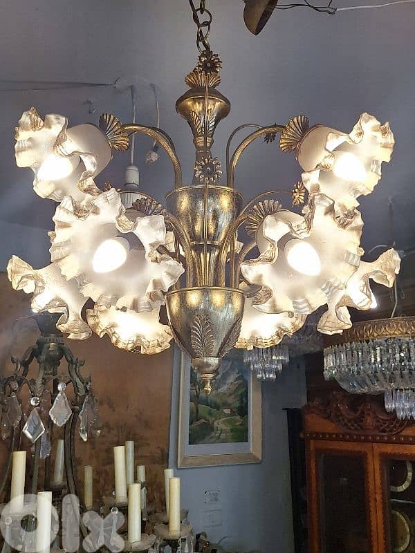 french flower shaped brass chandelier 0