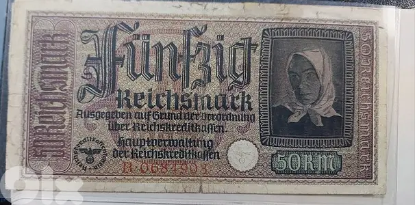 German Nazi Banknote 50 Marks era of World War2 Adolf Hitler