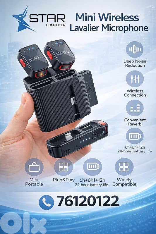 100m Wireless Mini Microphone Podcast Recording for IOS / Type-C 0