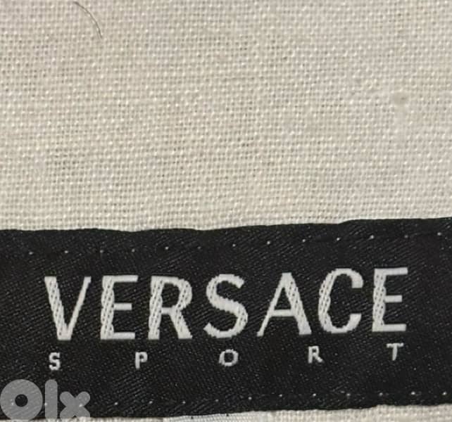Vintage Versace Sport White Linen Bomber Jacket - L/XL - Made in Italy 3