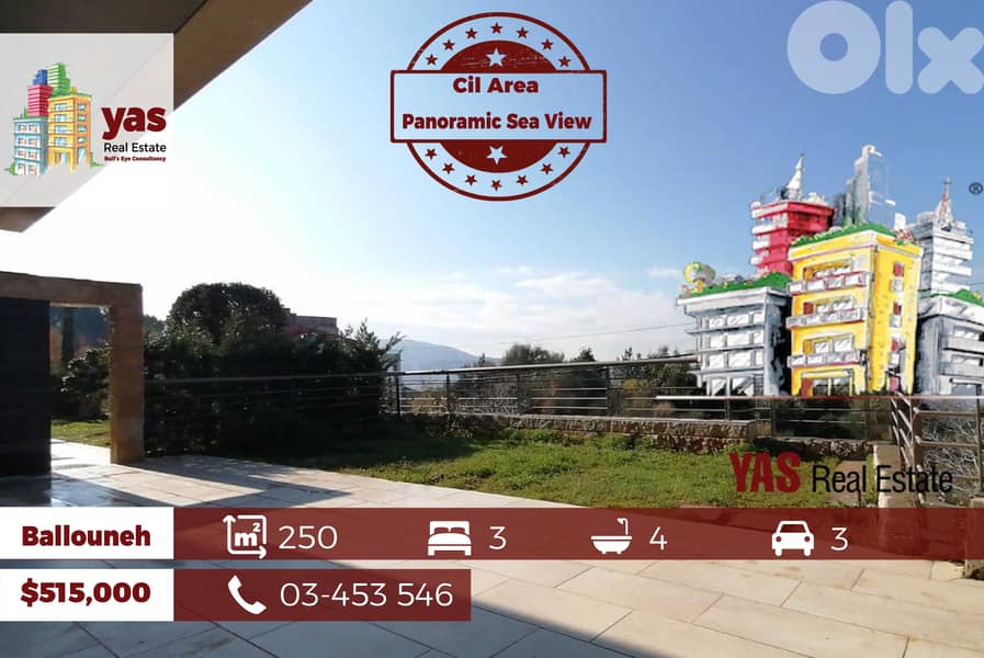 Ballouneh 250m2 | 180m2 Garden | High-End | View | Prime |Super prime 0