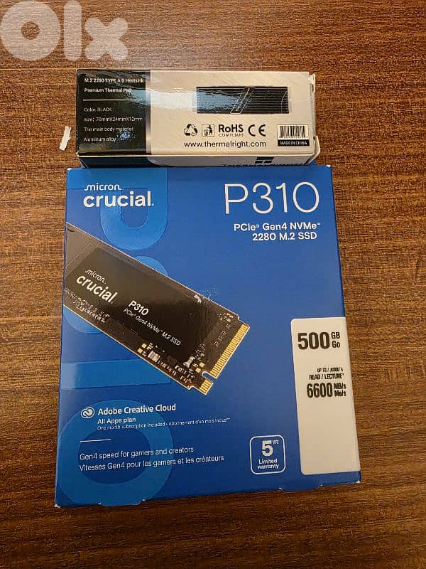 NVME 512 GB MICRON CRUCIAL GEN4 6600 + HEATSINK 0