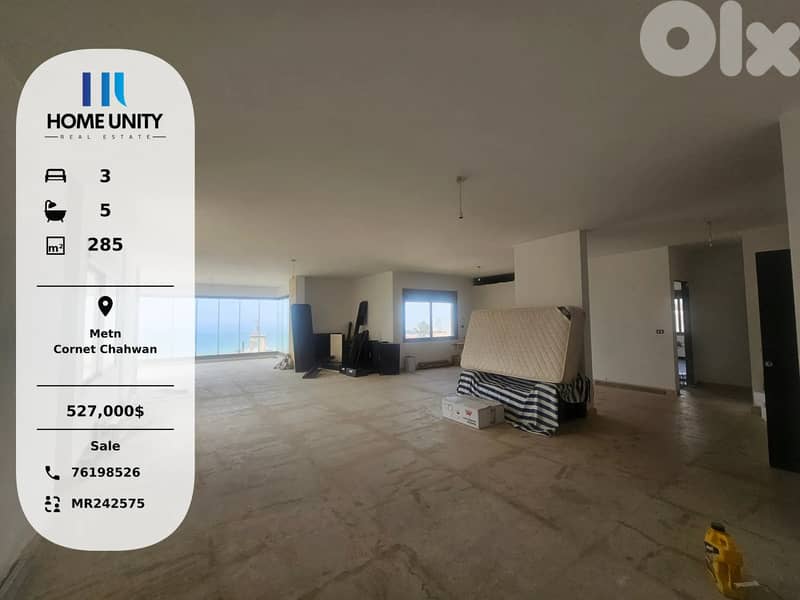 spacious apartment for sale in Cornet Chahwan, Metn 0