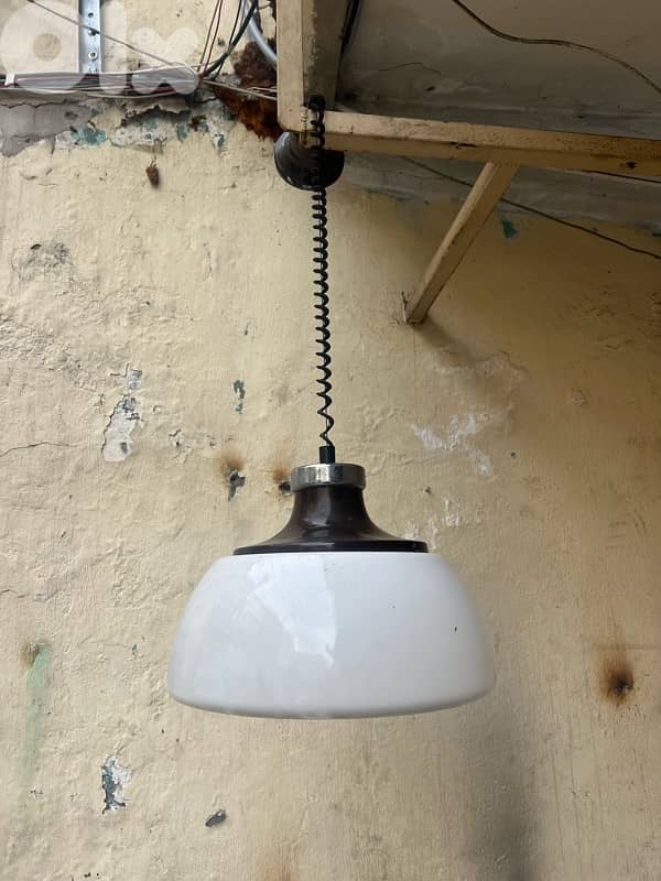 Mid-Century Space Age Pendant Lamp with White Acrylic Shade from 0
