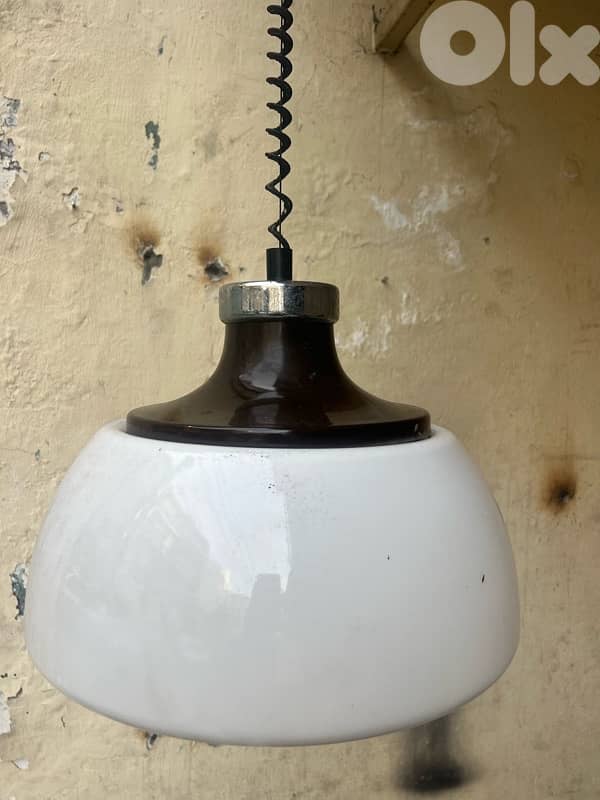 Mid-Century Space Age Pendant Lamp with White Acrylic Shade from 2