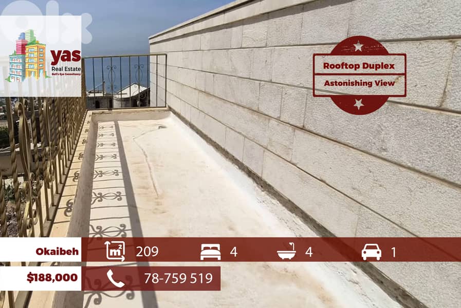 Okaibeh 209m2 | Rooftop Duplex | Astonishing View | MCH 0