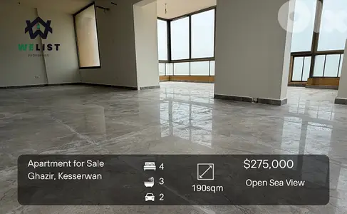 Apartment for sale in Ghazir شقة للبيع في  غزير