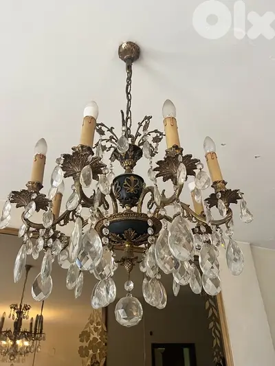 frensh lustre bronze ثرية برونز فرنسية كريستال تشيكي من اجمل القطع ر
