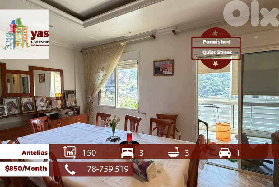 Antelias 150m2 | Furnished | Quiet Street | Prime Location | MJ 0