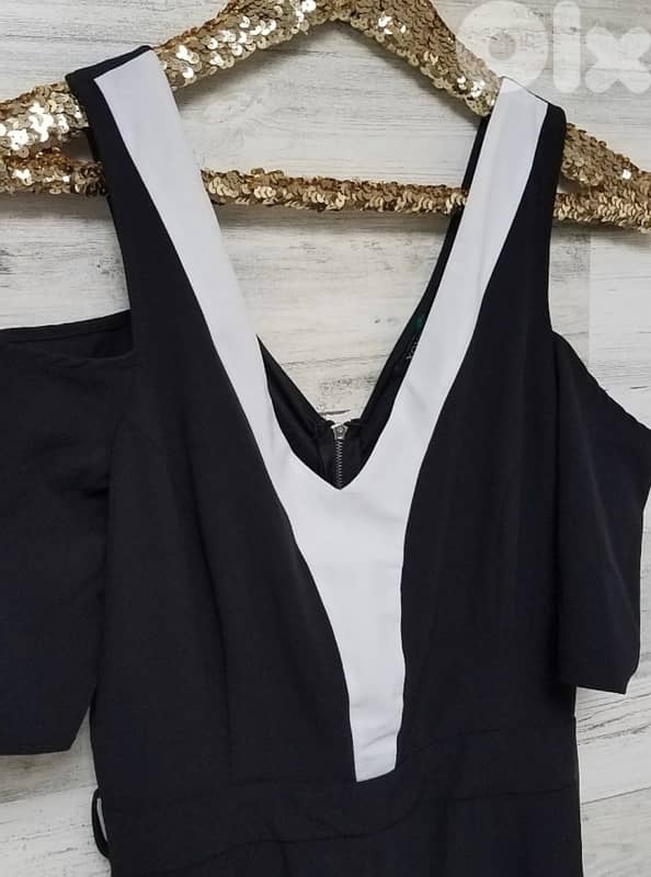 XOXO Black & White Artisanal Bloom Jumpsuit 3