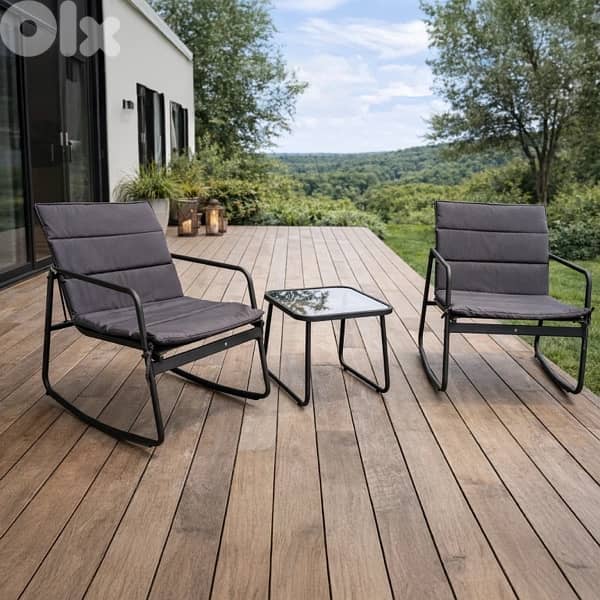 set of 2 rocking chair with table 0