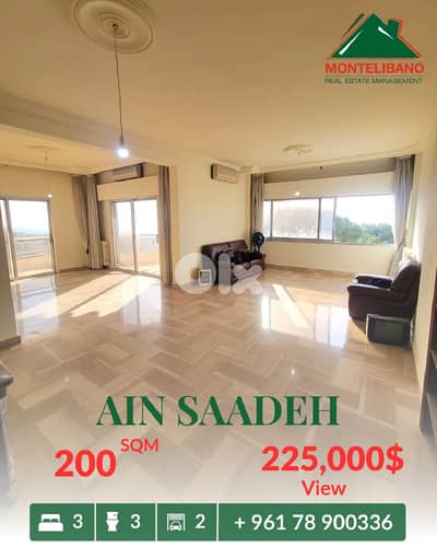 200 sqm Apartment For Sale in Ain Saadeh عين سعادة with View