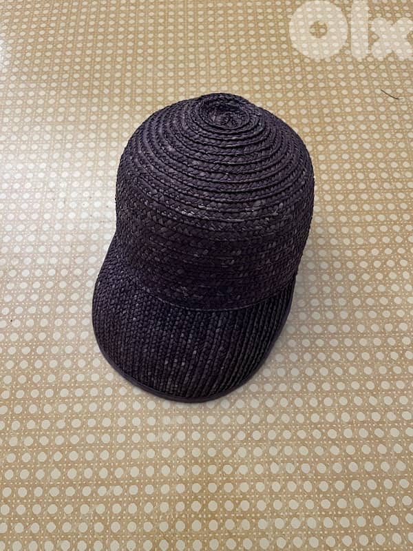 Black woven straw baseball-style woman’s cap 0