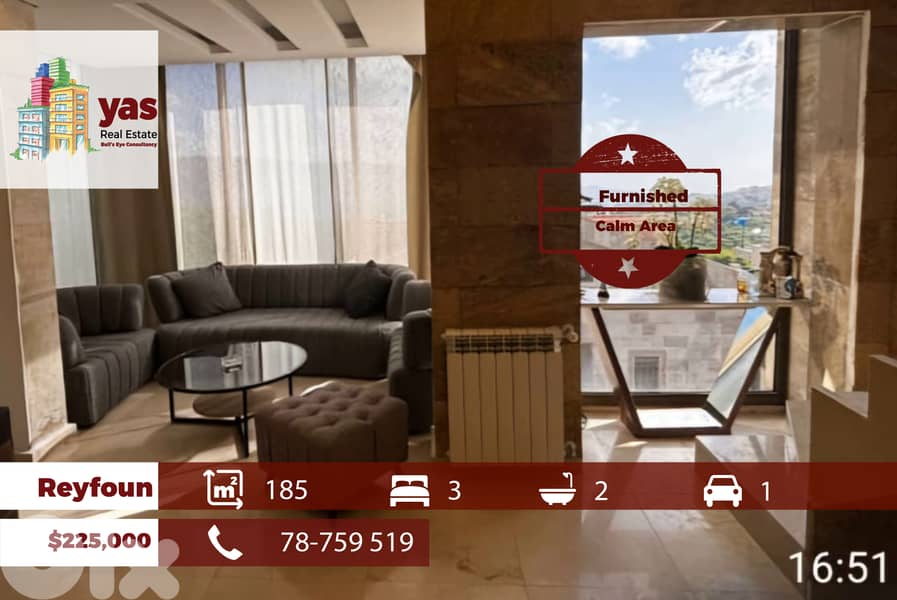 Reyfoun 185m2 | Furnished | Calm Area | Private Street | View | DA 0