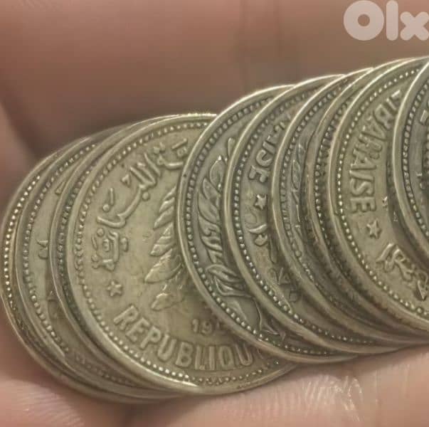 Silver 0.600 Lebanese coins 50 Qirshā / Piastres 0