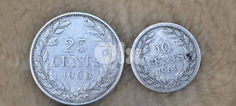 Liberia Silver Coin Lot – 25c & 10c (1960–1961) – 90% Silver 1