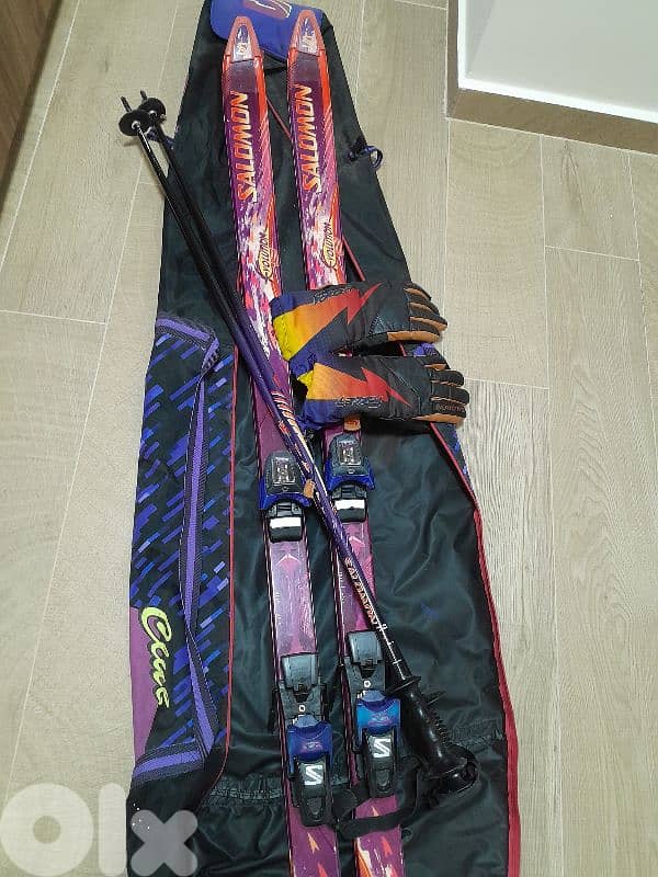 SALOMON EVOLUTION 8 + POLES + GLOVES + SALOMON CLUB CASE 0