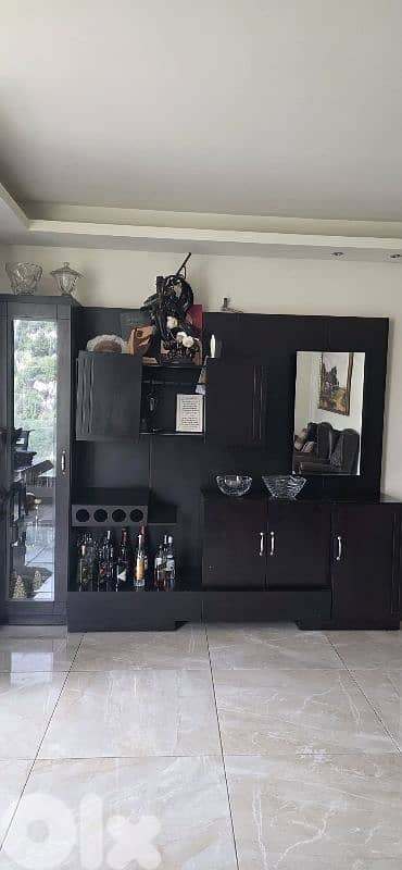 Wooden Buffet Cabinet with Glass & Mirror – For Sale 0