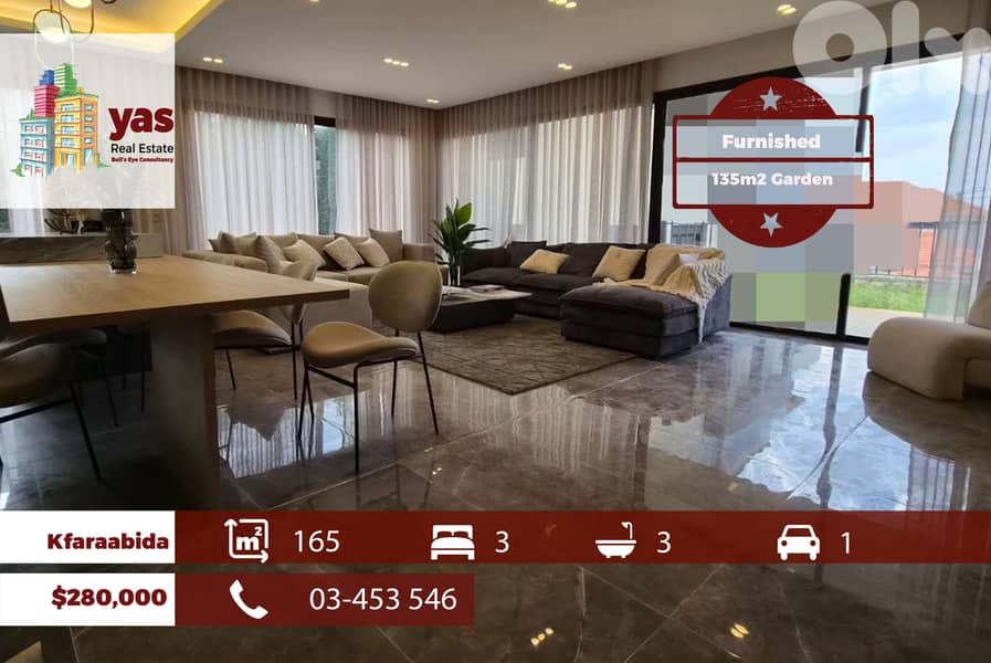 Kfaraabida 165m2 | 135m2 Garden | Furnished | Open View | Luxury | MCH 0