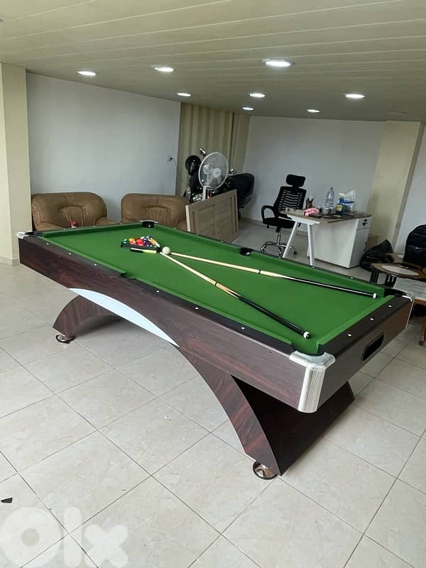 Billiard Pool Table 8ft blue on black MDF with accessories 7