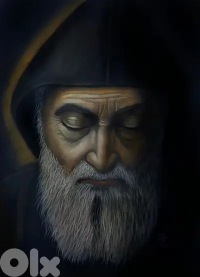 st charbel soft pastel painting لوحة مار شربل رسم يد بالباستال