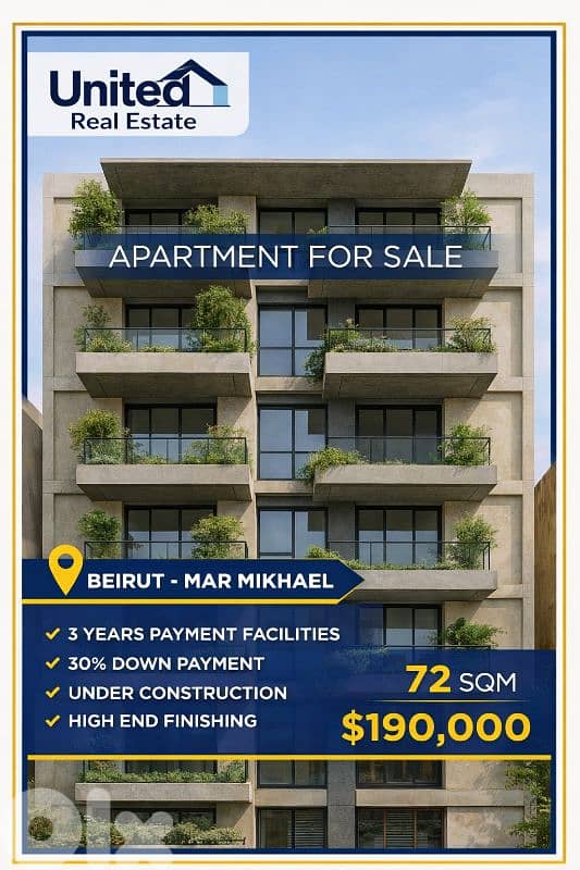 One Bedroom Under Construction Apartment For Sale - Mar Mkhayel 0