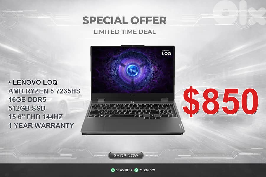 LENOVO LOQ 15ARP9 ryzen 5 16GB 512gb ssd 15.6" 0