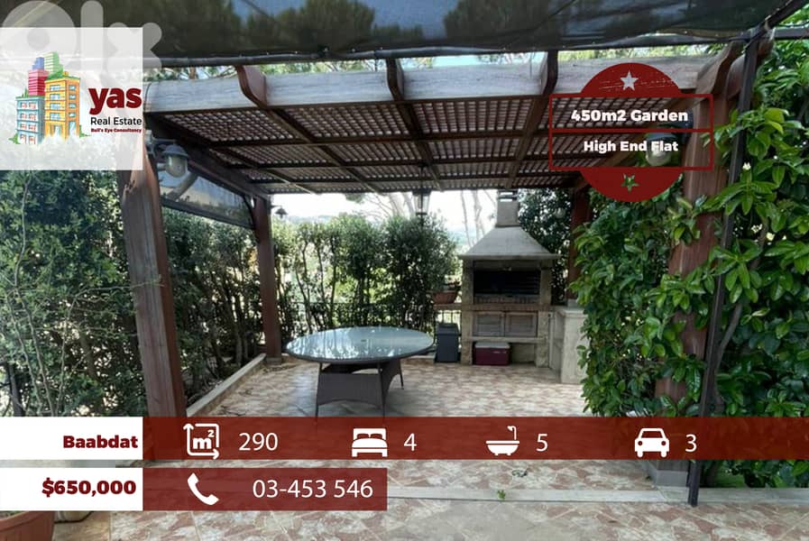 Baabdat 290m2 | 450m2 Garden | Luxury | Prime Location | TCH 0