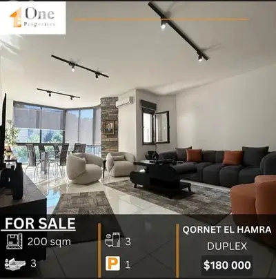 DUPLEX FOR SALE IN QORNET EL HAMRA