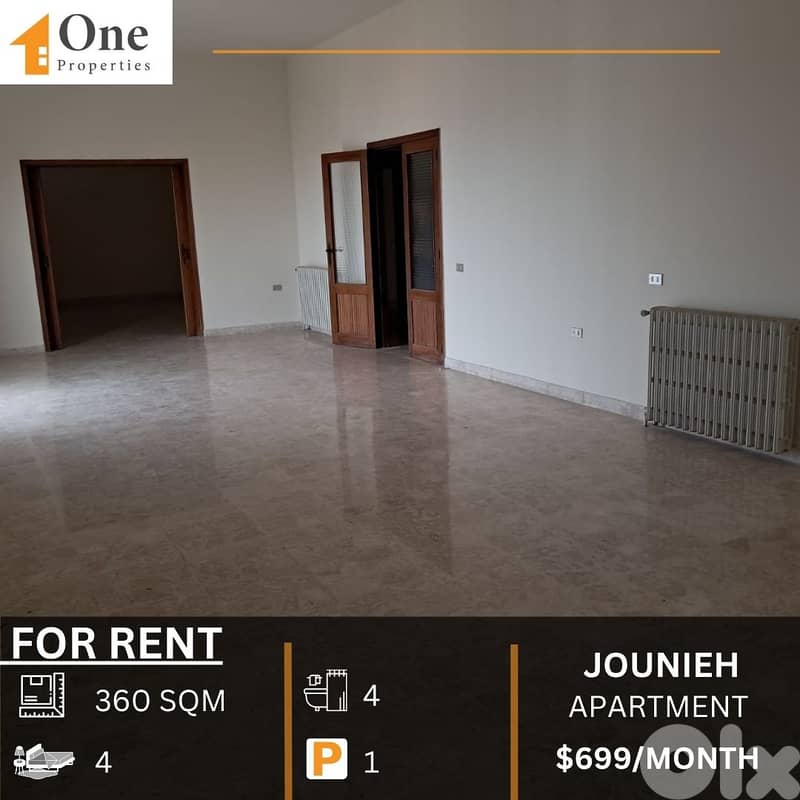 APARTMENT FOR RENT IN JOUNIEH 0