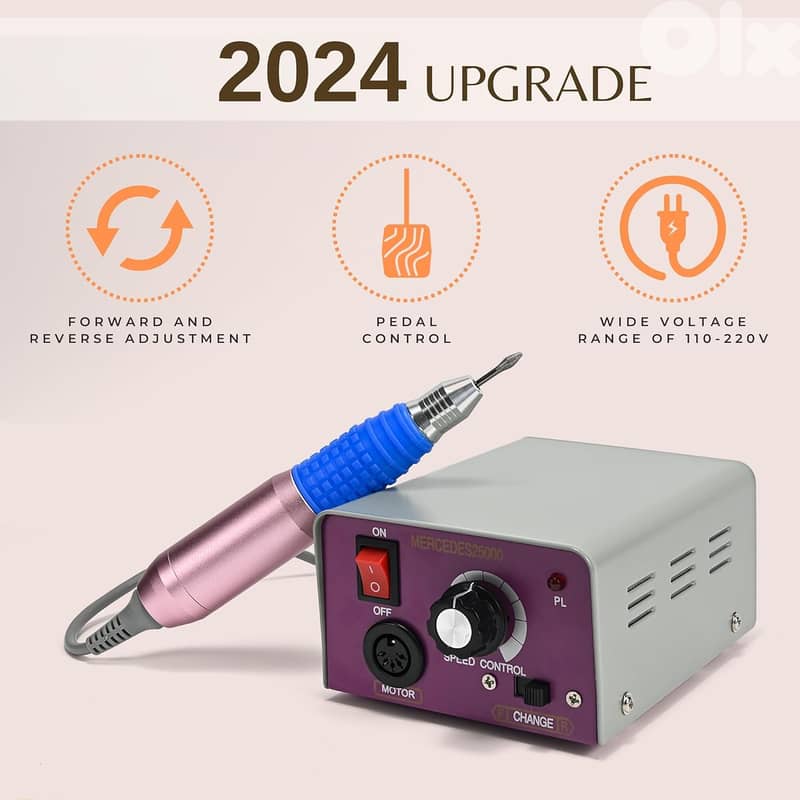 Electric Nail Drill, File Kit with Foot Pedal + 6 Drill Bits 5