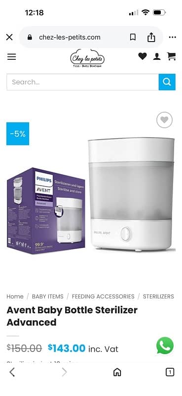 avent philips baby bottle sterilizer 0