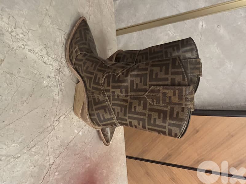 Fendi Zucca FF Monogram Cowboy Boots 0