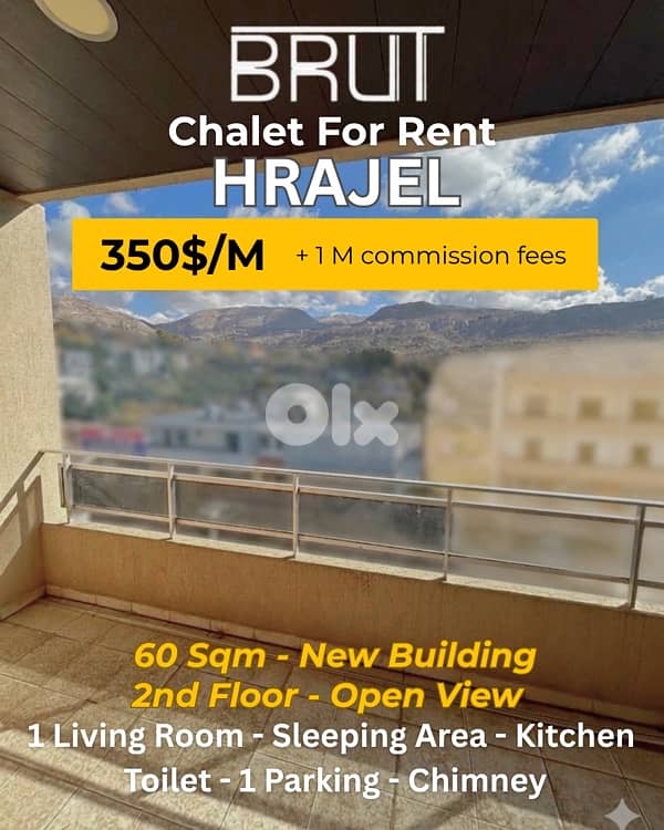 70 sqm New Chalet for Rent in Hrajel Faraya Highway -350&/M 0