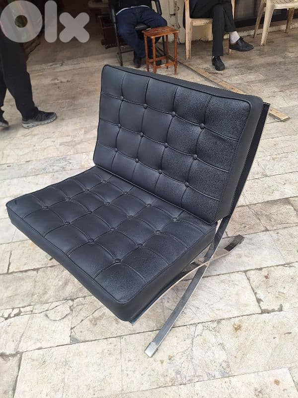 Barcelona chair leather by knoll Italy seventies original 0