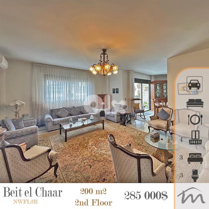 Beit El Chaar | 200m² 3 Bedrooms Apartment | 4 Balconies | Floor 2 0