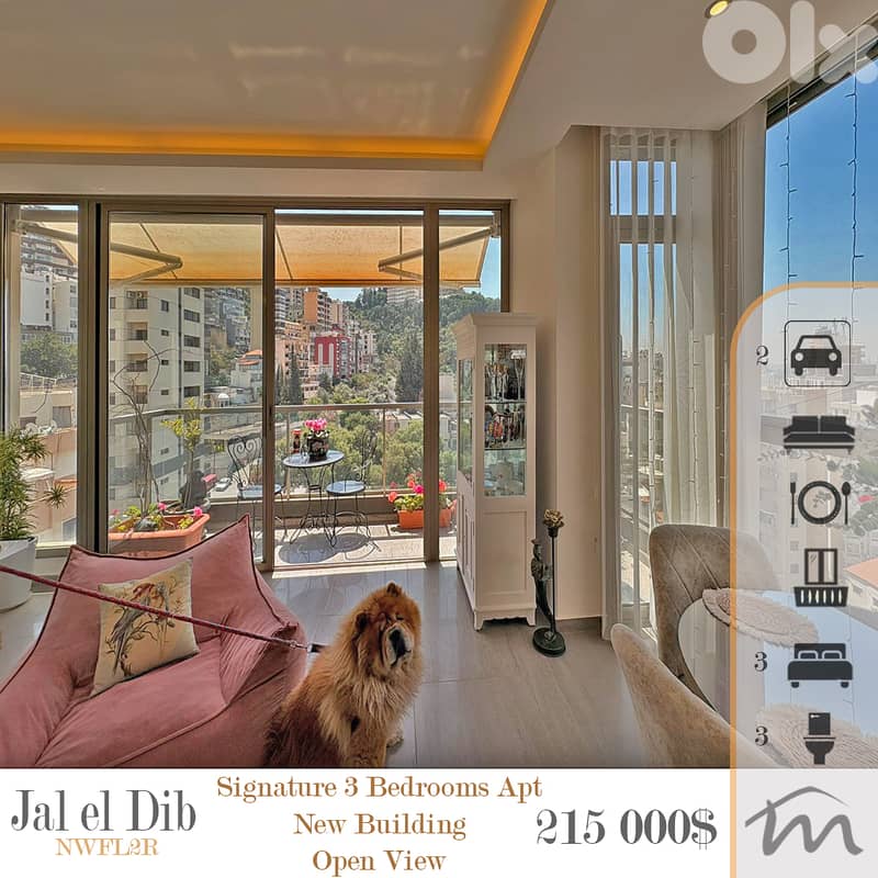 Jal El Dib | Decorated 3 Bedrooms Apart | New Building | Open Sea View 0